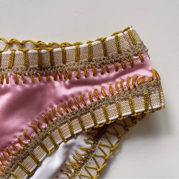 Pq Swim / Platinum Swimwear Girl’s Sporty Pink Embroidered Bikini - Size 4 - Picture 5 of 10